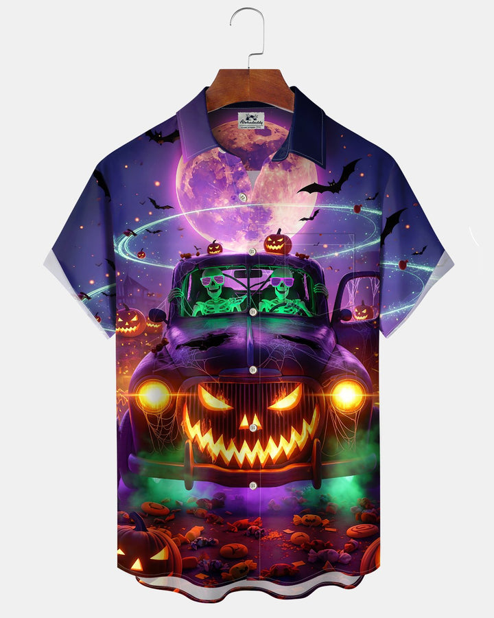 Alohadaddy® Holiday Halloween Graphic Print Button-Down Pocket Cardigan-Style Men&