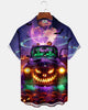Alohadaddy® Holiday Halloween Graphic Print Button-Down Pocket Cardigan-Style Men's Short-Sleeve Shirt