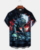 Alohadaddy® Men's Short-Sleeve Button-Down Shirt Vintage Halloween Graphic Print with Pocket
