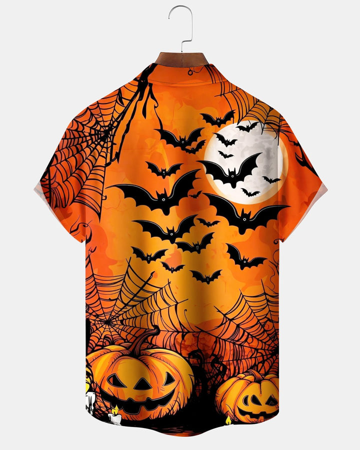 Alohadaddy® Holiday/Halloween Print Button-Down Short-Sleeve Shirt with Pocket