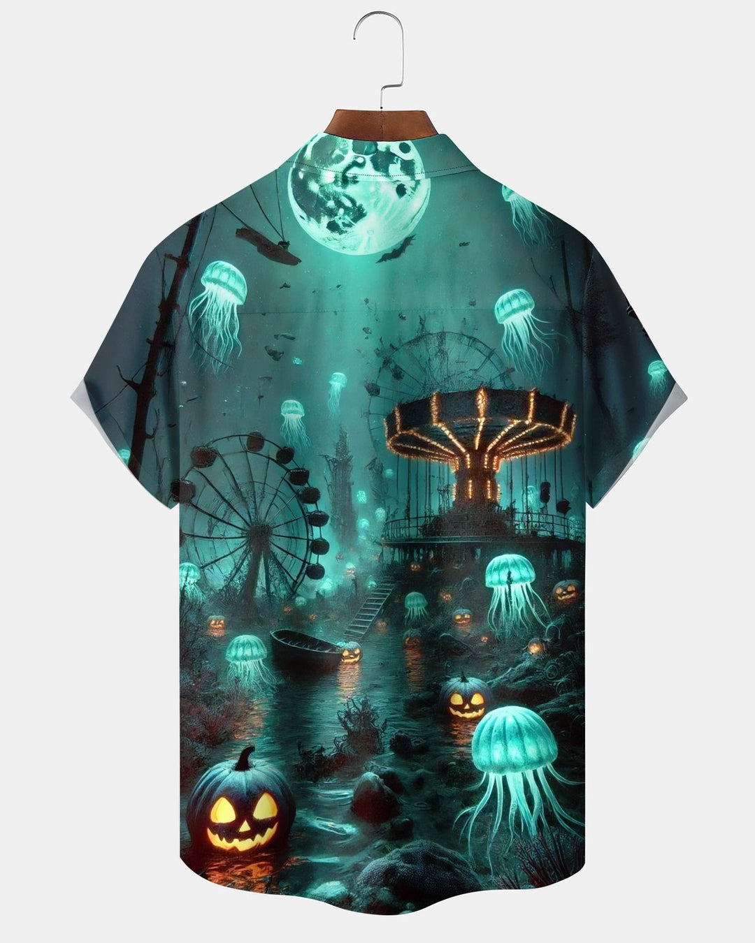 Alohadaddy® Holiday Halloween Graphic Print Button-Down Pocket Cardigan-Style Men&