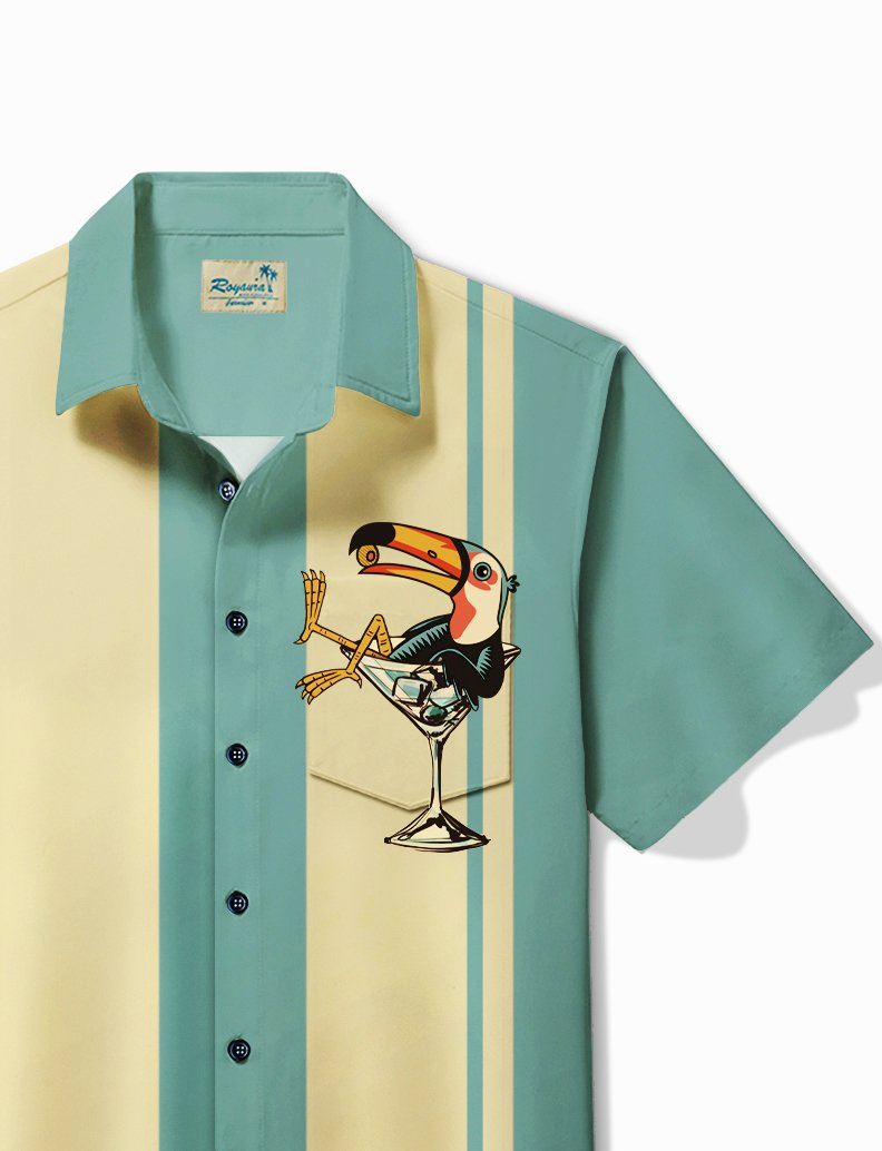 Camisa hawaiana con estampado de dibujos animados de pájaros y bolos retro de Alohadaddy, camisa de fiesta de talla grande