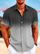 Alohadaddy Retro Striped Gradient Print Men's Button Pocket Short Sleeve Shirt