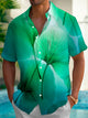 Alohadaddy Hawaiian Botanical Gradient Mint Print Men's Button Pocket Short Sleeve Shirt