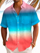 Alohadaddy Hawaiian Ombre 3D Print Men's Button Pocket Short Sleeve Shirt