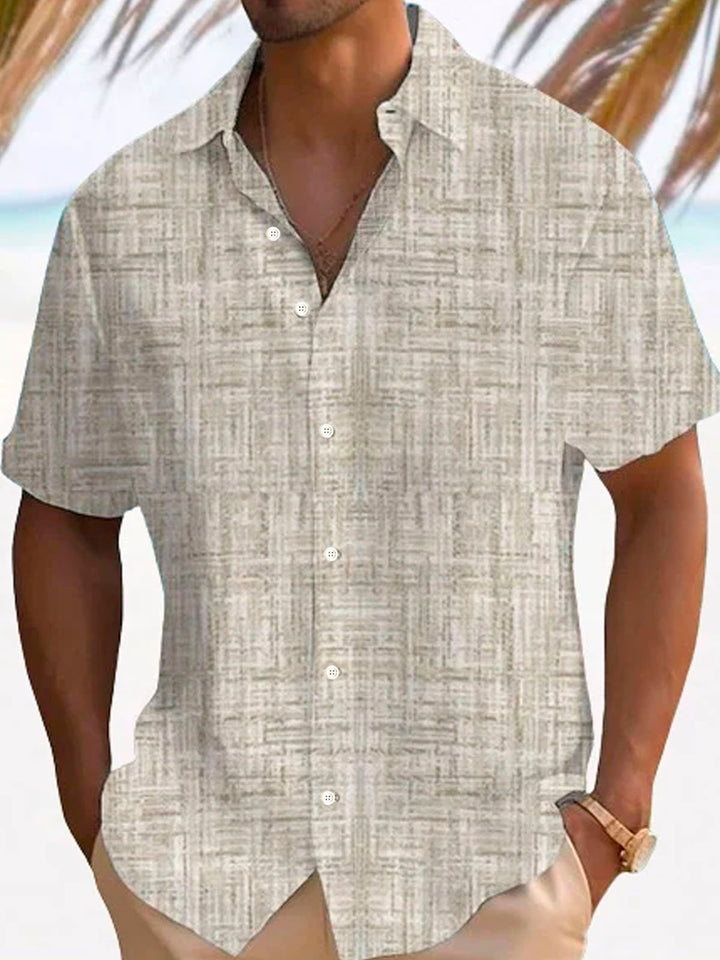 Camisa de manga corta con bolsillos y botones para hombre, con estampado 3D de textura básica retro de Alohadaddy, tallas grandes y altas