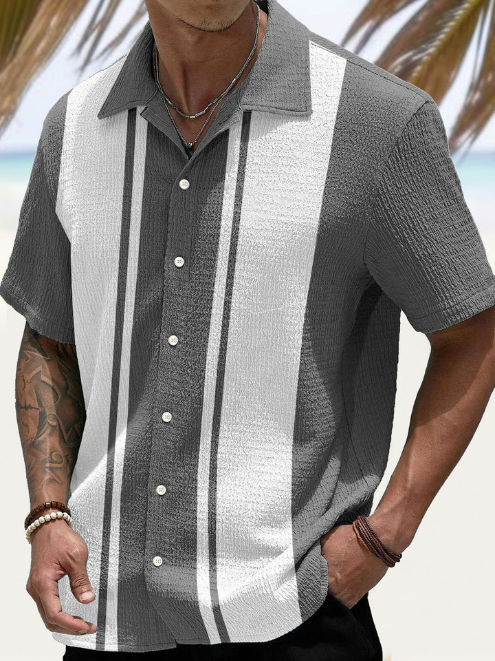 Camisa de manga corta con bolsillo abotonado y estampado digital 3D con colores contrastantes para hombre de Alohadaddy, estilo retro de bolos, finales de los años 60, tallas grandes
