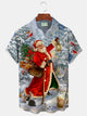Camisa de manga corta con bolsillo abotonado y estampado navideño de Papá Noel para hombre de Alohadaddy