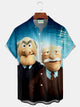 Alohadaddy® Retro Cartoon Print Men's Button-Down Short-Sleeve Shirt Big & Tall