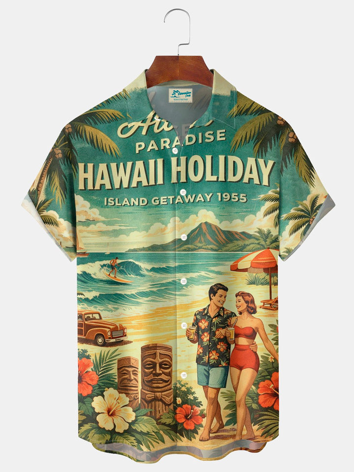 Alohadaddy® Hawaiian Floral Beach Vacation Print Men&