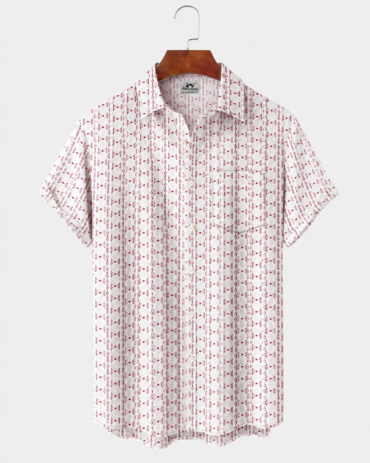 Alohadaddy® Men's Short-Sleeve Button-Down Shirt with Pocket Geometric Print