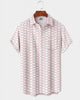 Alohadaddy® Men's Short-Sleeve Button-Down Shirt with Pocket Geometric Print