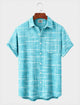 Alohadaddy® Men's Short-Sleeve Button-Down Shirt with Pocket Geometric Print