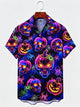 Alohadaddy® Men's Short-Sleeve Button-Down Shirt with Pocket Halloween Print