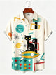 Alohadaddy® Men's Short-Sleeve Button-Down Shirt with Pocket Cat Print
