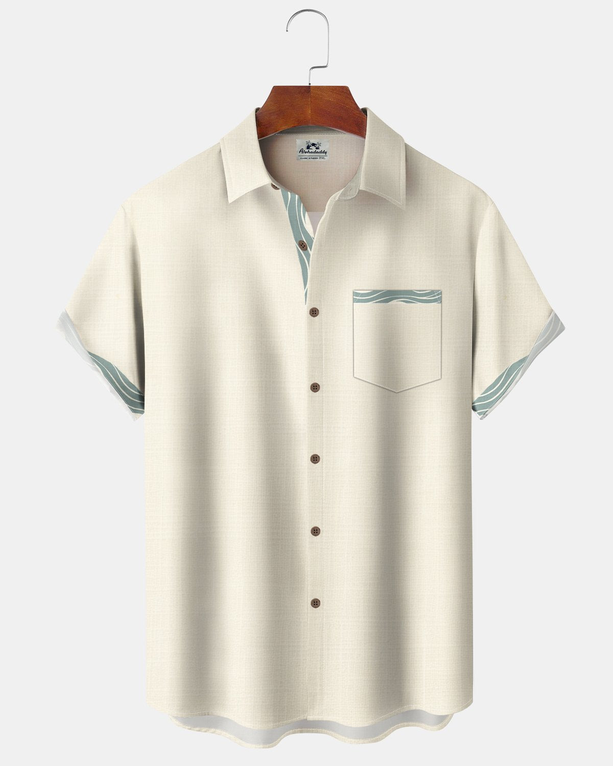 Alohadaddy® Men's Short-Sleeve Button-Down Shirt with Pocket Plant Print