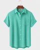 Alohadaddy® Men's Short-Sleeve Button-Down Shirt with Pocket Geometric Print