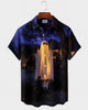 Alohadaddy® Men's Short-Sleeve Button-Down Shirt with Pocket Halloween Print