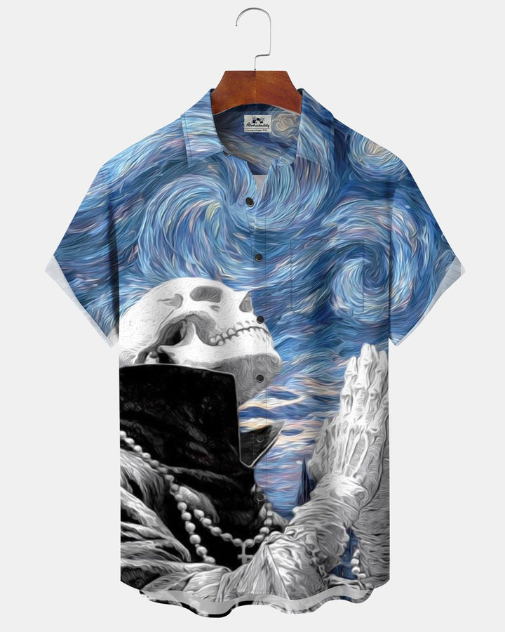Alohadaddy® Abstract Art Skull Van Gogh Men&