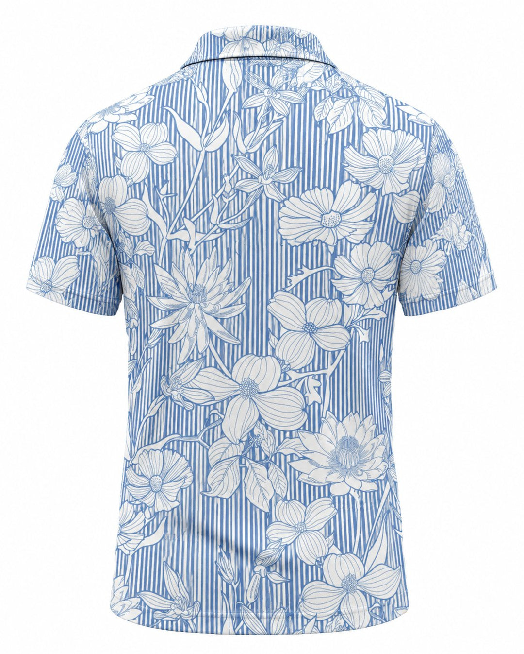 Men’s Basic Casual Flowering and plants Retro Print Button Down Polo Short-Sleeve Big &amp; Tall