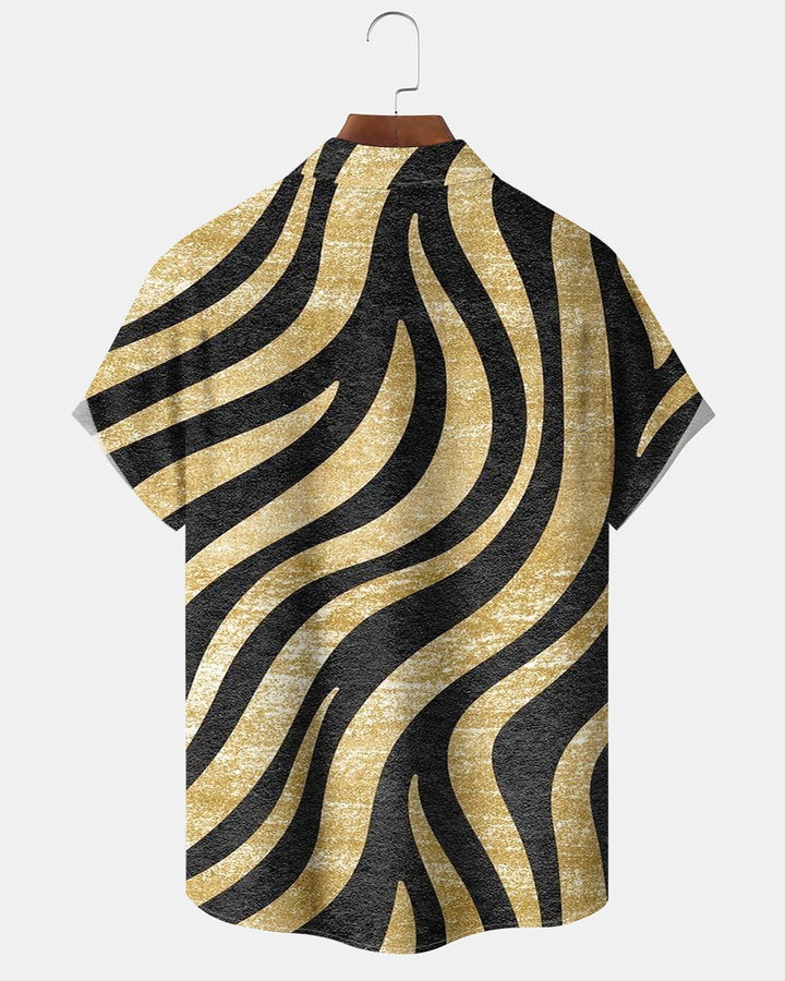 Alohadaddy® Casual Gold Striped Geometric Print Men&