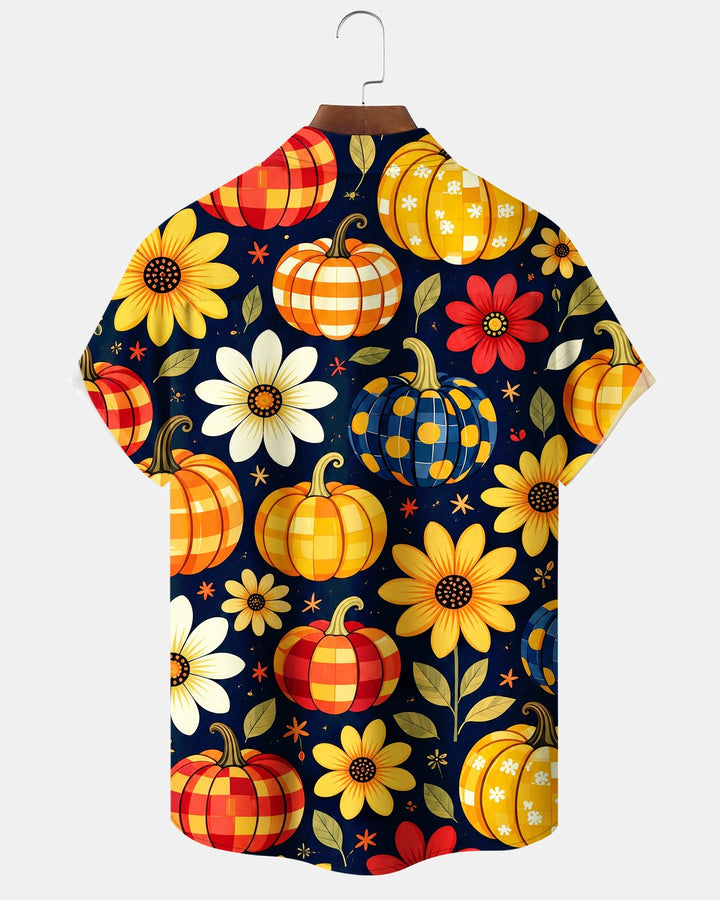 Alohadaddy® Thanksgiving Pumpkin and Sunflower Floral Print Men&
