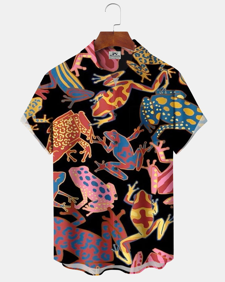 Alohadaddy® Casual Abstract Colorful Neon Frog Print Men&