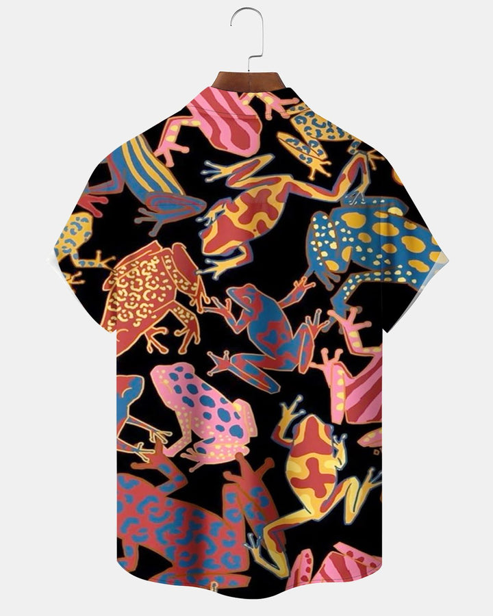 Alohadaddy® Casual Abstract Colorful Neon Frog Print Men&
