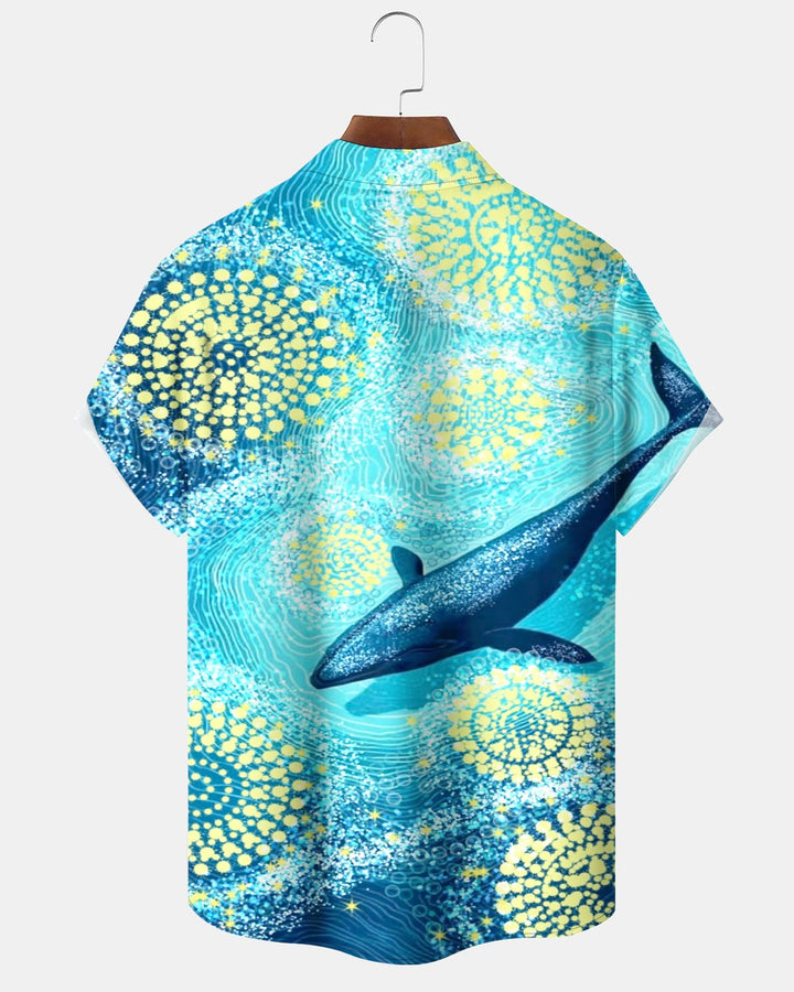 Alohadaddy® Casual Animal Ocean Whale Polka Dot Print Men&