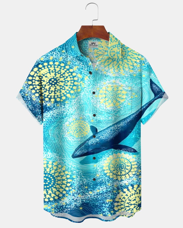 Alohadaddy® Casual Animal Ocean Whale Polka Dot Print Men&