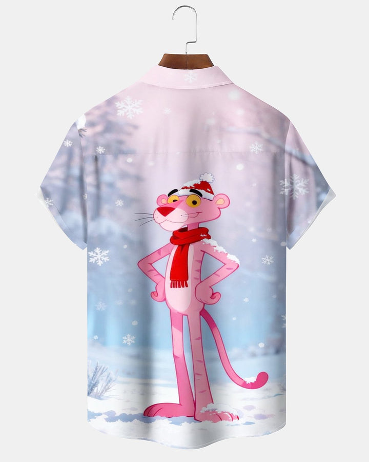 Alohadaddy® Holiday Christmas Fun Pink Panther Print Men&