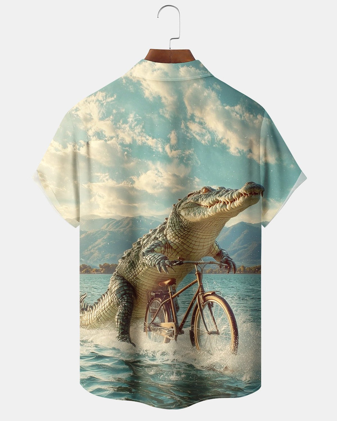Alohadaddy® Retro Fun Crocodile Bike Ocean Print Men&