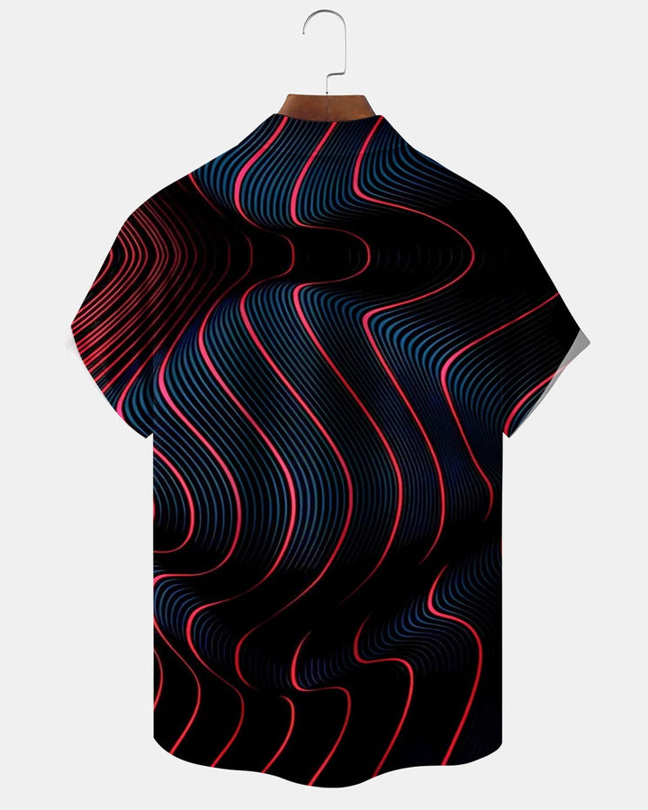 Alohadaddy® Casual Abstract Striped Geometric Art Print Men&