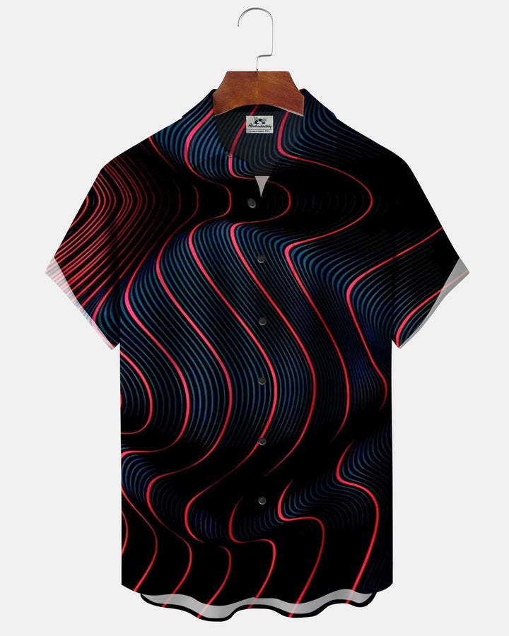 Alohadaddy® Casual Abstract Striped Geometric Art Print Men&