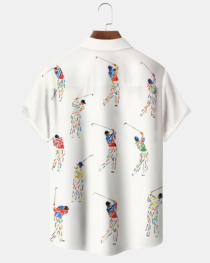 Alohadaddy® Casual Retro Golf Color Portrait Print Men&