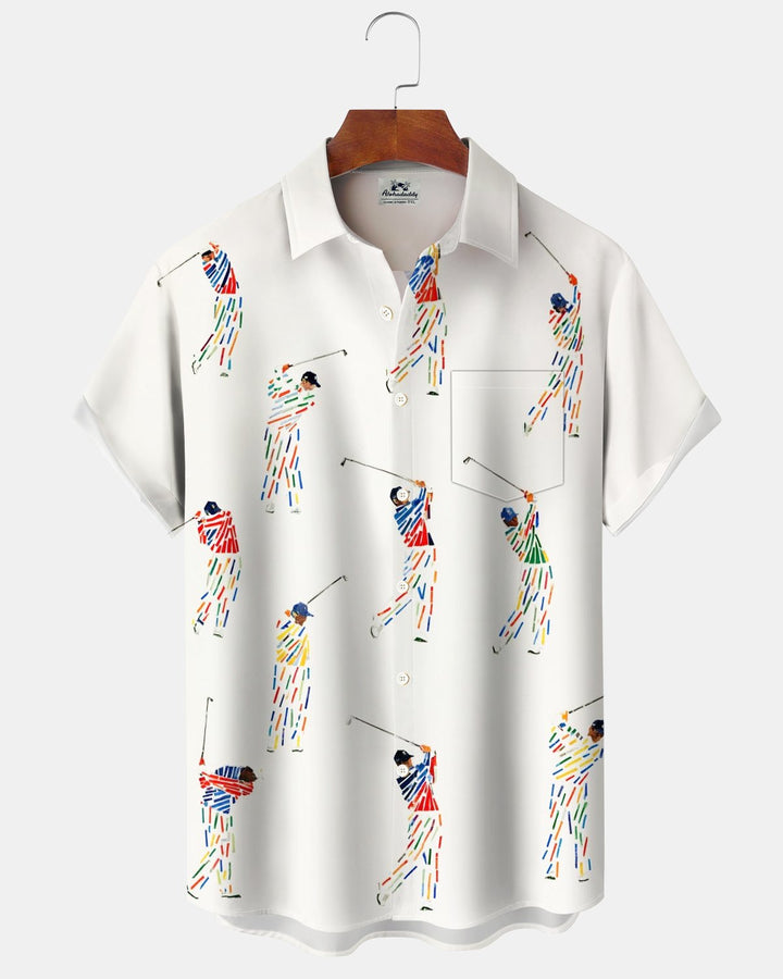 Alohadaddy® Casual Retro Golf Color Portrait Print Men&