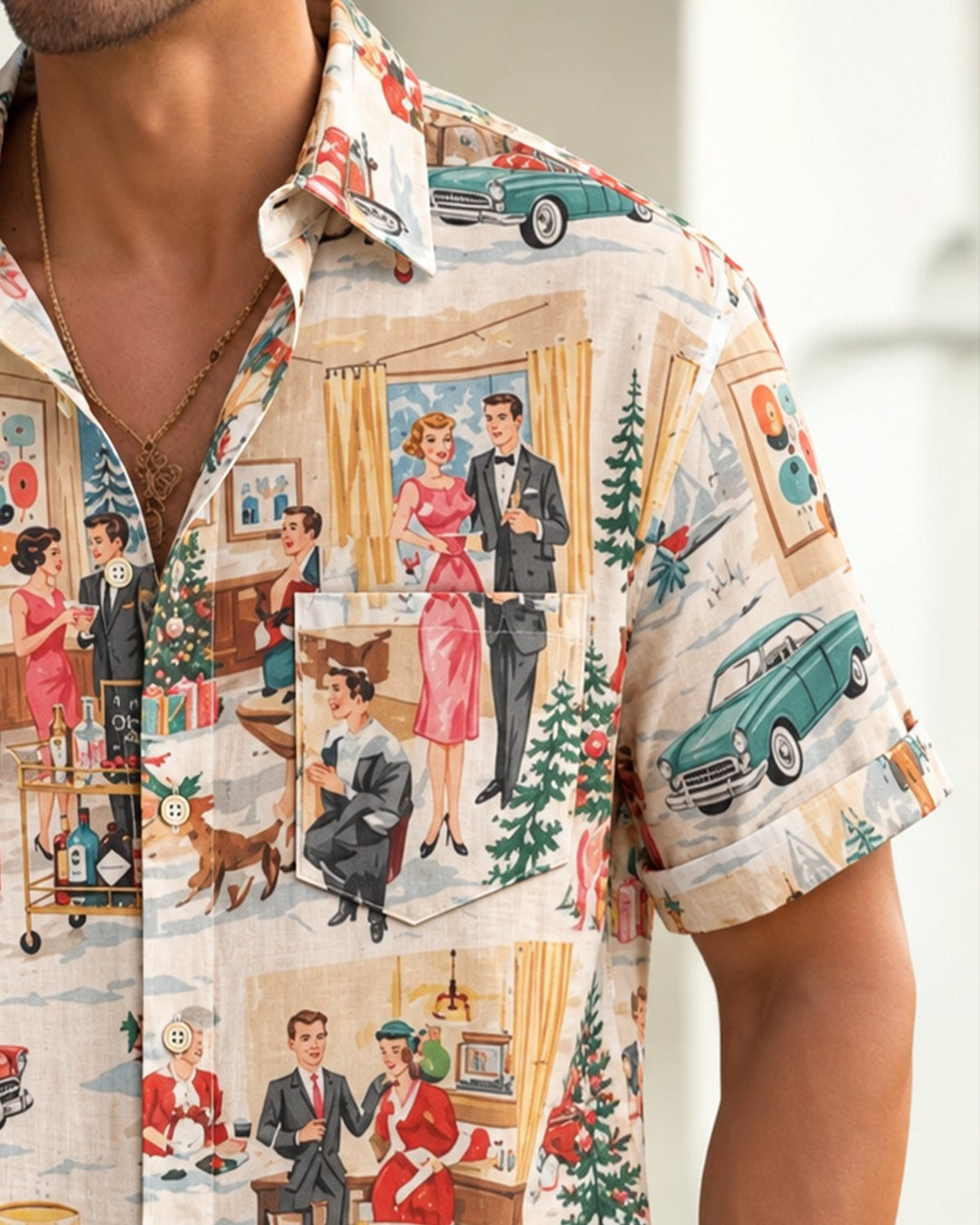Alohadaddy® Holiday Christmas Portrait Family Party Print Men&