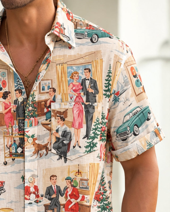 Alohadaddy® Holiday Christmas Portrait Family Party Print Men&