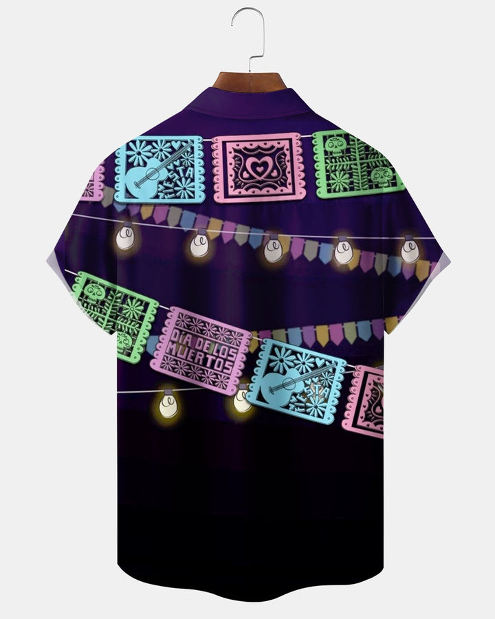 Alohadaddy® Day of the Dead Light &amp; Music Print Men&