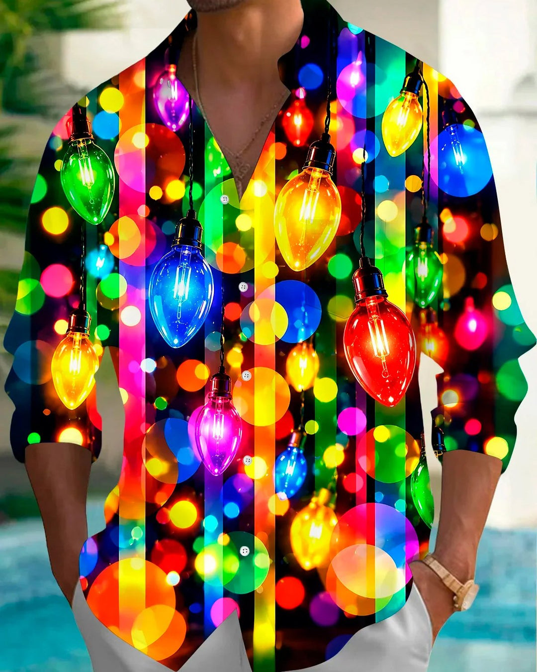 Alohadaddy® Holiday Christmas Neon Light Print Men&