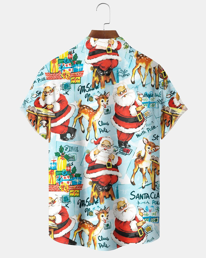 Alohadaddy® Holiday Christmas Santa Claus and Reindeer Print Men&