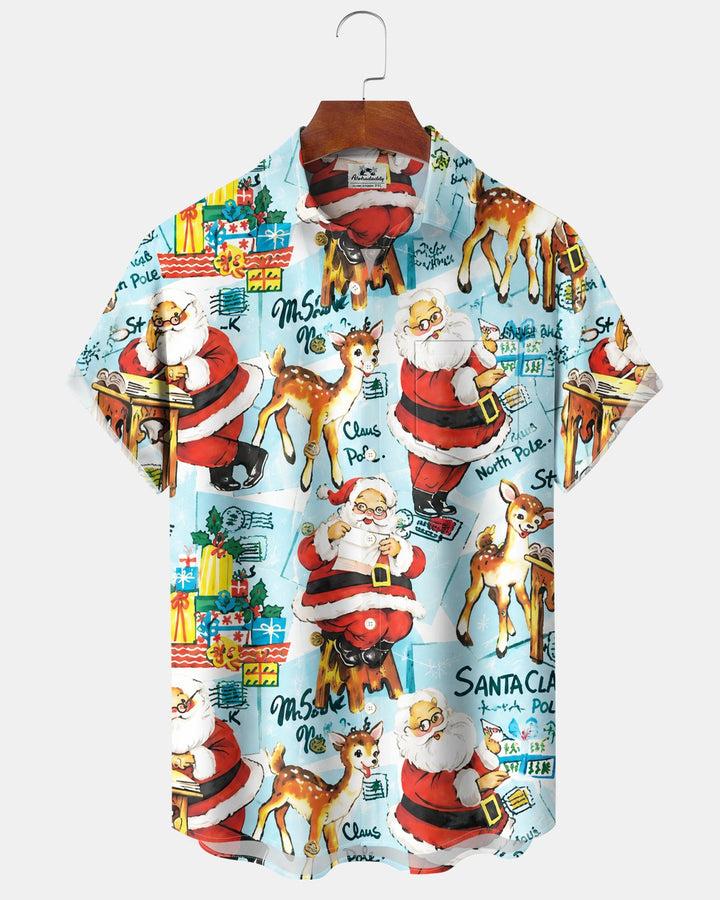 Alohadaddy® Holiday Christmas Santa Claus and Reindeer Print Men&