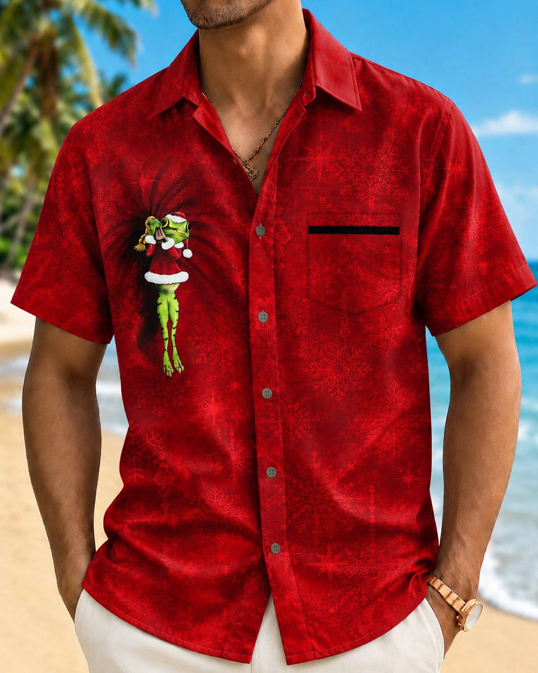 Alohadaddy® Holiday Christmas Frog Bowling Print Men&
