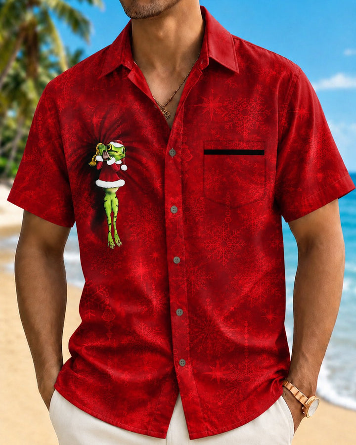 Alohadaddy® Holiday Christmas Frog Bowling Print Men&