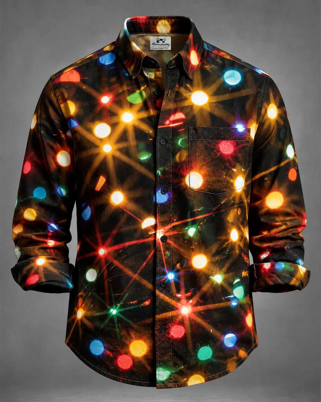 Alohadaddy® Holiday Retro Christmas Neon Lights Abstract Print Men&