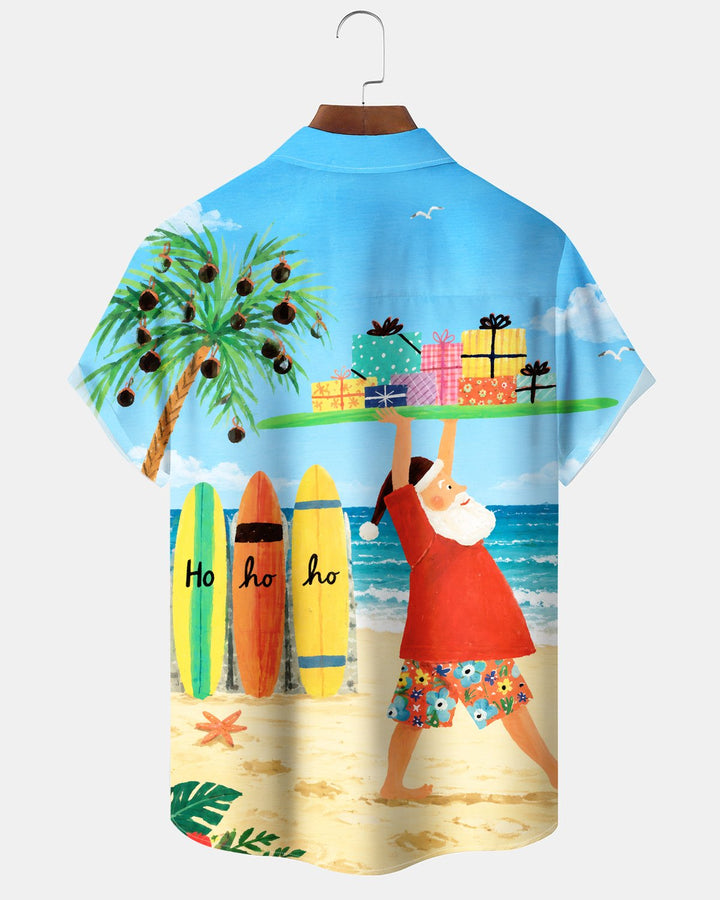 Alohadaddy® Holiday Christmas Santa Claus Beach Vacation Print Men&