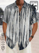 Alohadaddy Cotton Linen Art Ombre Textured Print Breast Pocket Shirt Plus Size Resort Shirt
