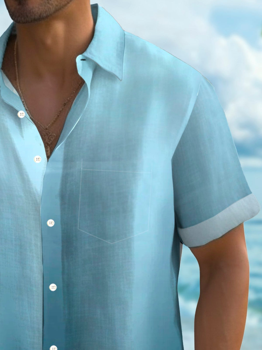 Camisa hawaiana de manga corta con bolsillo abotonado y estampado 3D en degradado hawaiano Alohadaddy para hombre talla grande y alta