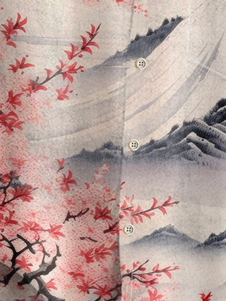 Alohadaddy Hawaiian Cherry Blossom Ukiyoe Mount Fuji 3D Print Men&