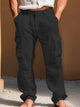 Pantalones casuales básicos con botones, bolsillos y cordón para hombre de Alohadaddy, tallas grandes y altas